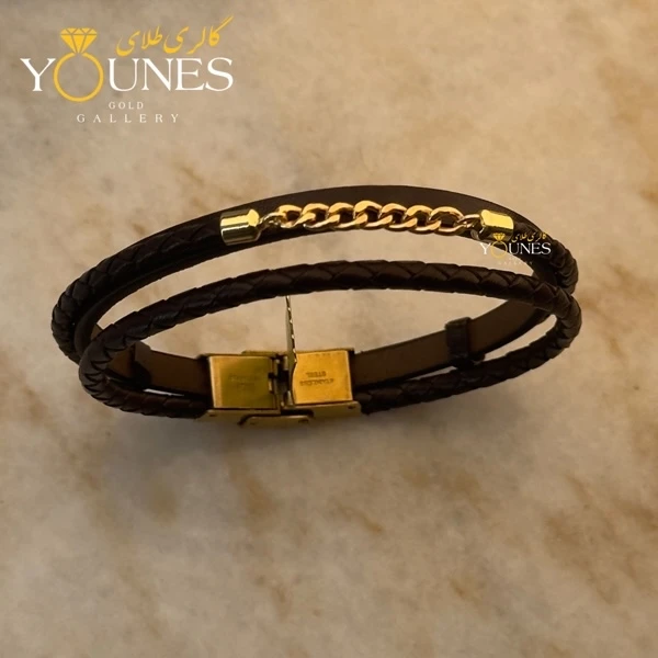 دستبند طلا چرم مردانه کارتیر CR-207